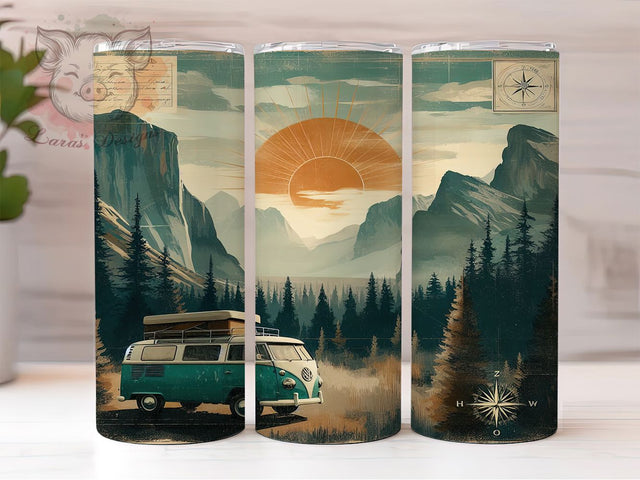 Vintage Rustic Campfire Tumbler, Vintage Tumbler Design, Sublimation Tumbler PNG, Campfire Tumbler Wrap, 20oz Skinny Tumbler Wrap, Retro Camping Printable, Nature Lover Tumbler Design Sublimation Lara' s Designs 