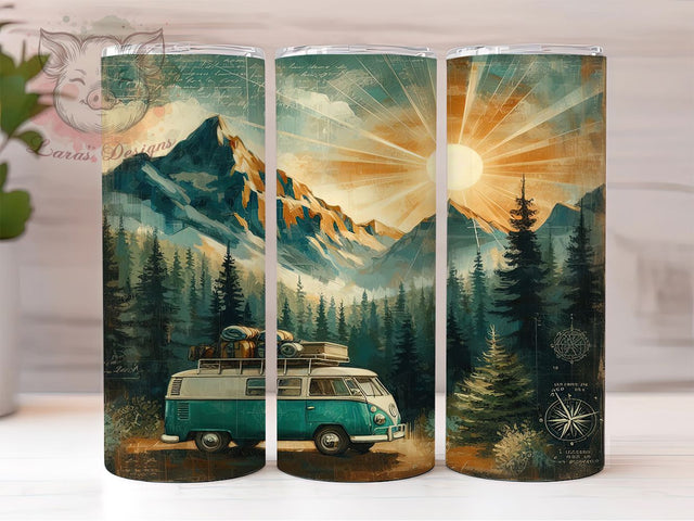 Vintage Rustic Campfire Tumbler, Vintage Tumbler Design, Sublimation Tumbler PNG, Campfire Tumbler Wrap, 20oz Skinny Tumbler Wrap, Retro Camping Printable, Nature Lover Tumbler Design Sublimation Lara' s Designs 