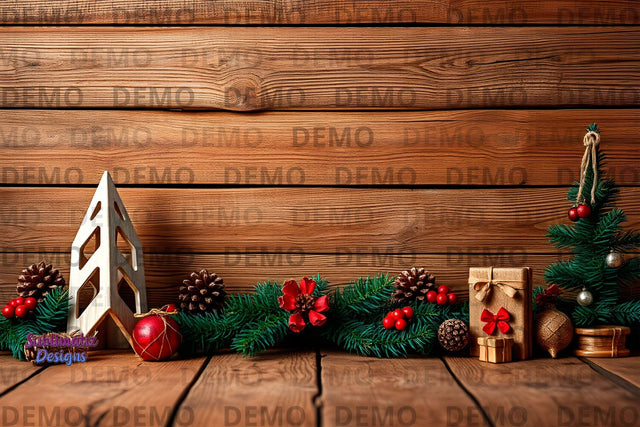 Vintage Rustic Christmas Backdrop Mock Up Photo Sublimatiz Designs 
