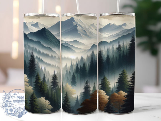 Vintage Rustic Pine Tree Tumbler, Retro Nature Design, Forest Tree Art, Rustic Pine Graphic, Outdoors Inspired Pattern, 20oz Tumbler, Sublimation Design Sublimation ToriDesigns 