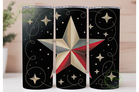 Vintage Rustic Star 20oz Tumbler Wrap Sublimation PixelChick 