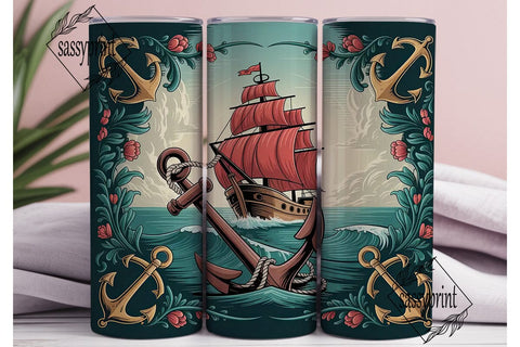 Vintage Sailing Ship 20oz Tumbler Wrap Sublimation sassyprint 