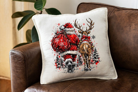 Vintage Santa And Reindeer Christmas PNG SVG DesignDestine 