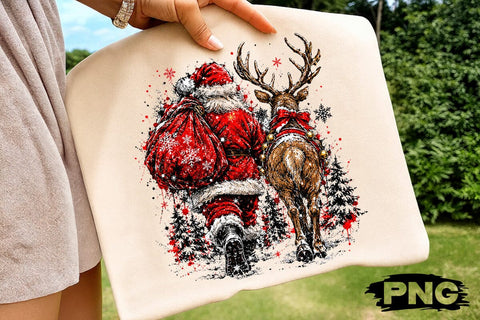 Vintage Santa And Reindeer Christmas PNG SVG DesignDestine 