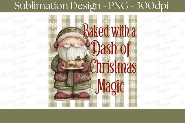 Vintage Santa Christmas Baking PNG, Baked with a Dash of Christmas Magic, Holiday Sublimation Design, Digital Download Sublimation Keepsake Treasures Designs LLC. 