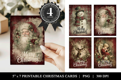 Vintage Santa Christmas Cards Set Sublimation BijouBay 