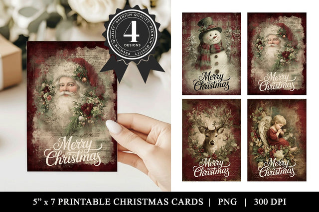 Vintage Santa Christmas Cards Set Sublimation BijouBay 
