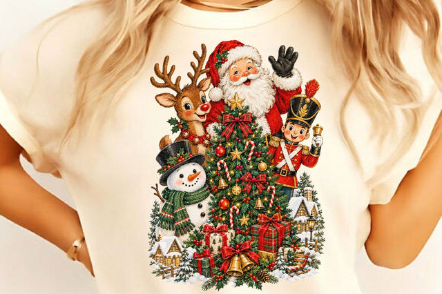 Vintage Santa Nutcracker Reindeer PNG Sublimation SVGista 