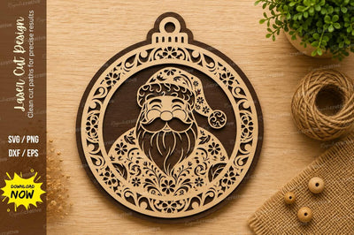 Vintage Santa Ornament Laser Cut SVG Design SVG Regulrcrative 