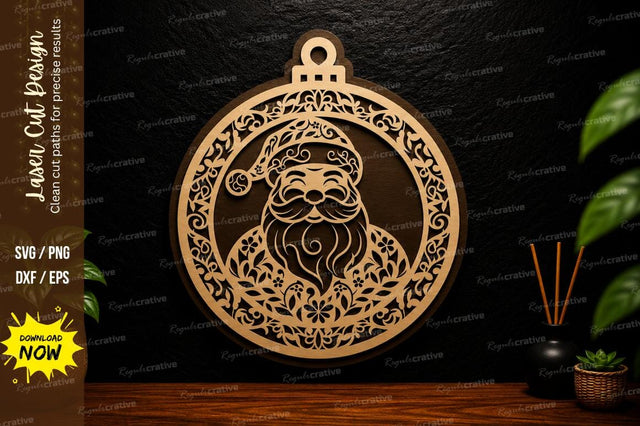 Vintage Santa Ornament Laser Cut SVG Design SVG Regulrcrative 