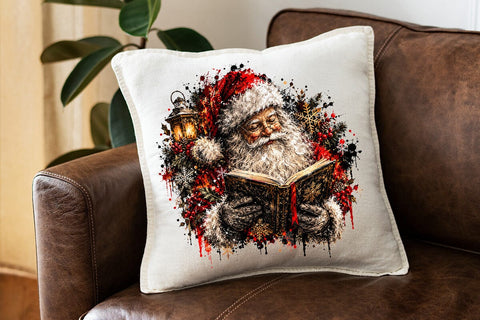 Vintage Santa Reading Book Christmas PNG SVG DesignDestine 