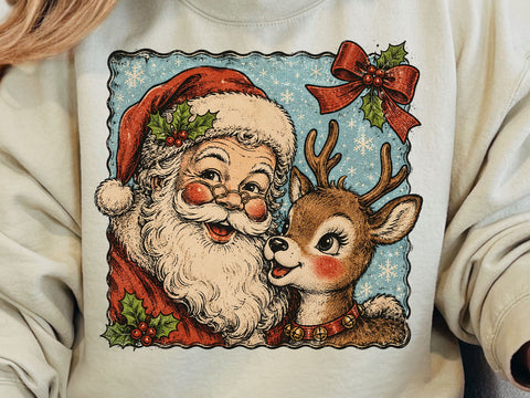 Vintage Santa Reindeer PNG Bundle SVG DesignDestine 