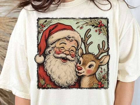 Vintage Santa Reindeer PNG Bundle SVG DesignDestine 