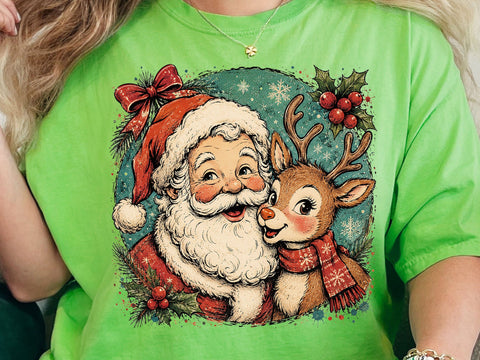 Vintage Santa Reindeer PNG Bundle SVG DesignDestine 