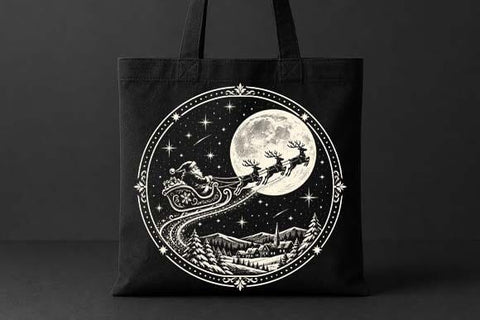 Vintage Santa Sleigh Christmas Moonlight Design SVG BillahCrafts 