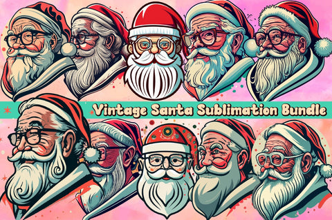 Vintage Santa Sublimation Bundle Sublimation designartist 