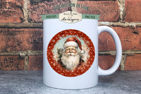 Vintage Santa Wind Spinner Sublimation Design | Round Santa Sublimation Design Sublimation Ewe-N-Me Designs 