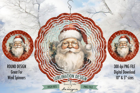 Vintage Santa Wind Spinner Sublimation Design | Round Santa Sublimation Design Sublimation Ewe-N-Me Designs 