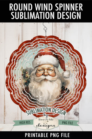 Vintage Santa Wind Spinner Sublimation Design | Round Santa Sublimation Design Sublimation Ewe-N-Me Designs 