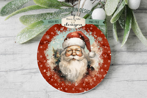 Vintage Santa Wind Spinner Sublimation Design | Round Santa Sublimation Design Sublimation Ewe-N-Me Designs 