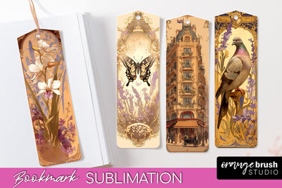 Vintage Scrapbook Bookmark Sublimation - Ephemera Bookmarks Sublimation OrangeBrushStudio 