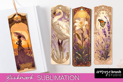 Vintage Scrapbook Bookmark Sublimation - Ephemera Bookmarks Sublimation OrangeBrushStudio 