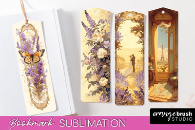 Vintage Scrapbook Bookmark Sublimation - Ephemera Bookmarks Sublimation OrangeBrushStudio 