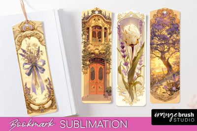 Vintage Scrapbook Bookmark Sublimation - Ephemera Bookmarks Sublimation OrangeBrushStudio 