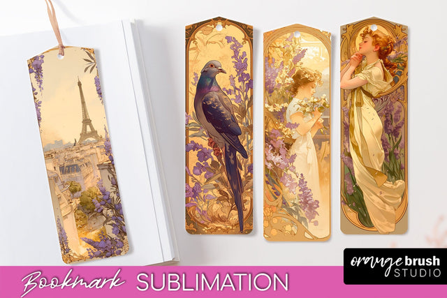 Vintage Scrapbook Bookmark Sublimation - Ephemera Bookmarks Sublimation OrangeBrushStudio 