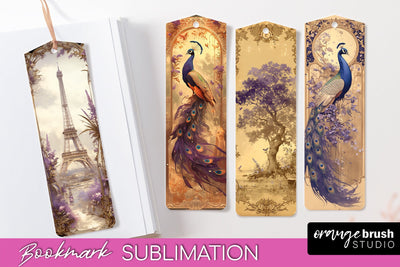 Vintage Scrapbook Bookmark Sublimation - Ephemera Bookmarks Sublimation OrangeBrushStudio 
