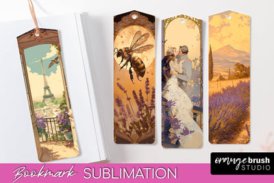 Vintage Scrapbook Bookmark Sublimation - Ephemera Bookmarks Sublimation OrangeBrushStudio 