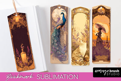Vintage Scrapbook Bookmark Sublimation - Ephemera Bookmarks Sublimation OrangeBrushStudio 