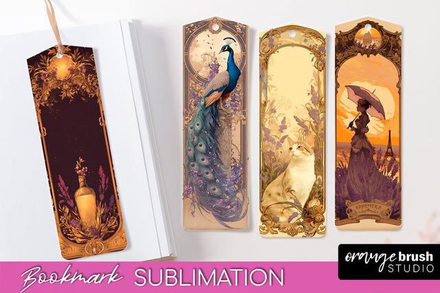 Vintage Scrapbook Bookmark Sublimation - Ephemera Bookmarks Sublimation OrangeBrushStudio 