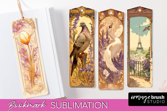 Vintage Scrapbook Bookmark Sublimation - Ephemera Bookmarks Sublimation OrangeBrushStudio 