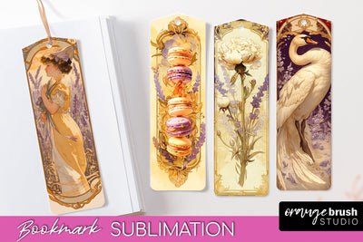 Vintage Scrapbook Bookmark Sublimation - Ephemera Bookmarks Sublimation OrangeBrushStudio 