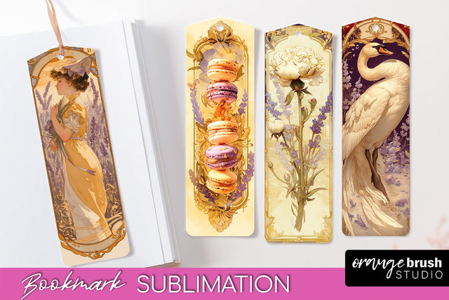 Vintage Scrapbook Bookmark Sublimation - Ephemera Bookmarks Sublimation OrangeBrushStudio 
