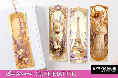 Vintage Scrapbook Bookmark Sublimation - Ephemera Bookmarks Sublimation OrangeBrushStudio 