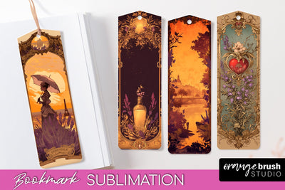 Vintage Scrapbook Bookmark Sublimation - Ephemera Bookmarks Sublimation OrangeBrushStudio 