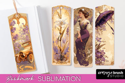 Vintage Scrapbook Bookmark Sublimation - Ephemera Bookmarks Sublimation OrangeBrushStudio 