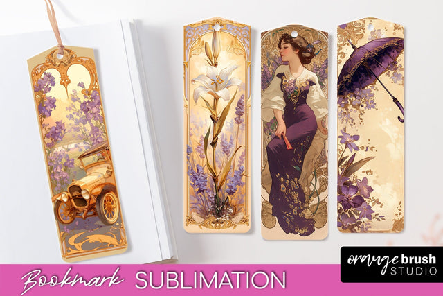 Vintage Scrapbook Bookmark Sublimation - Ephemera Bookmarks Sublimation OrangeBrushStudio 