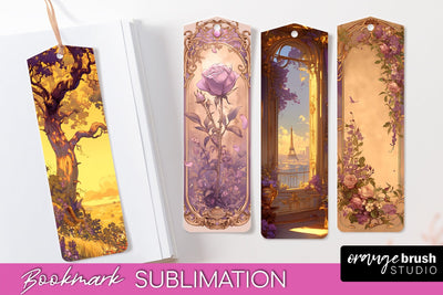 Vintage Scrapbook Bookmark Sublimation - Ephemera Bookmarks Sublimation OrangeBrushStudio 