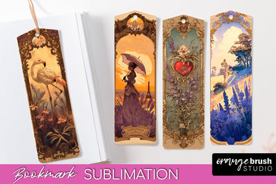 Vintage Scrapbook Bookmark Sublimation - Ephemera Bookmarks Sublimation OrangeBrushStudio 