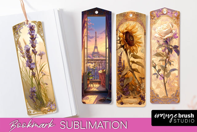 Vintage Scrapbook Bookmark Sublimation - Ephemera Bookmarks Sublimation OrangeBrushStudio 