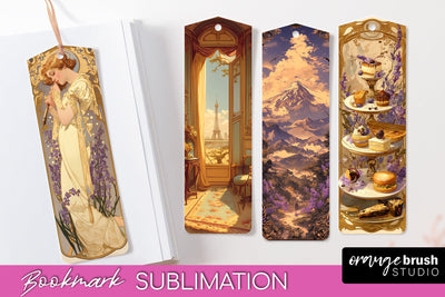 Vintage Scrapbook Bookmark Sublimation - Ephemera Bookmarks Sublimation OrangeBrushStudio 