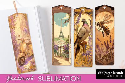 Vintage Scrapbook Bookmark Sublimation - Ephemera Bookmarks Sublimation OrangeBrushStudio 