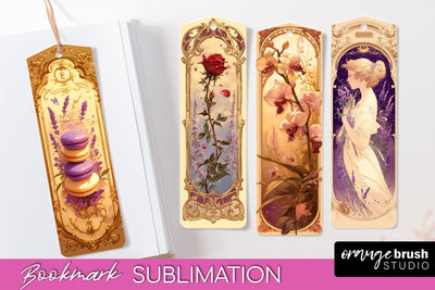 Vintage Scrapbook Bookmark Sublimation - Ephemera Bookmarks Sublimation OrangeBrushStudio 