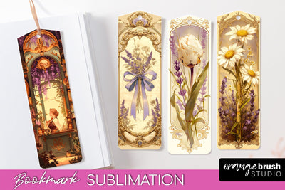 Vintage Scrapbook Bookmark Sublimation - Ephemera Bookmarks Sublimation OrangeBrushStudio 