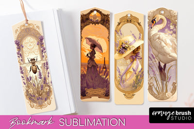 Vintage Scrapbook Bookmark Sublimation - Ephemera Bookmarks Sublimation OrangeBrushStudio 