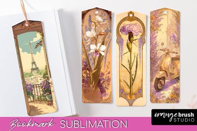 Vintage Scrapbook Bookmark Sublimation - Ephemera Bookmarks Sublimation OrangeBrushStudio 