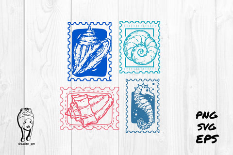 Vintage Sea Life Aesthetic Stamp SVG dadan_pm 